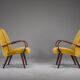 Fauteuils modèle 53 en velours moutarde attribués à Jaroslav Smidek pour Ton, années 1960, lot de 2