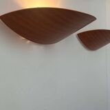 Pair of vintage wall lights, thermoformed wood, France 1970