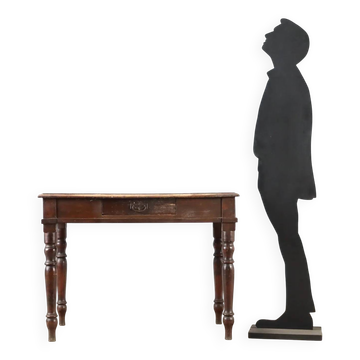 Writing desk in walnut with turned legs - Italy 19th century
