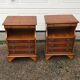 2 old wooden bedside tables with leather top