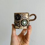 Tasse à café et soucoupe en céramique rustique