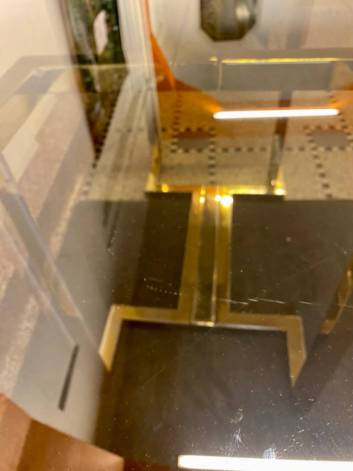 Belgo chrome dining table from the 70s with smoked glass