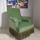 Pair of toad armchairs in green velvet