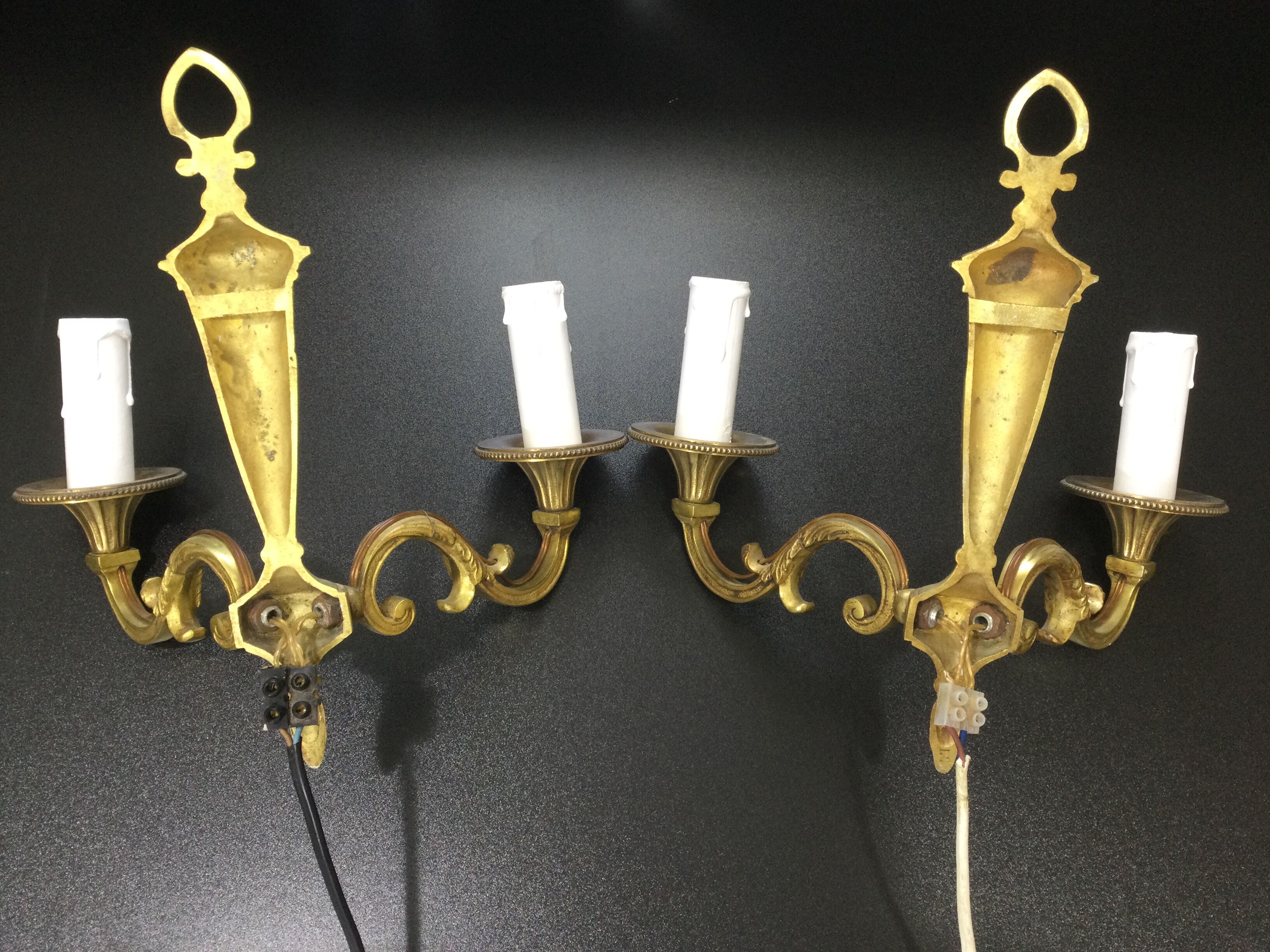 Pair of bronze wall lamps 2 lights