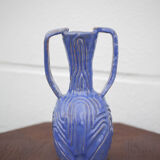 Vase in brutalist blue glazed terracotta 70