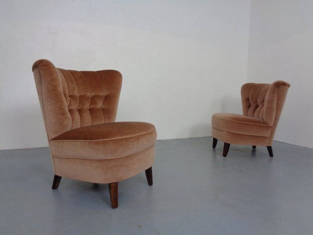Mohair Club Chairs by Adolf Wrenger, Germany, 1950s, Set of 2