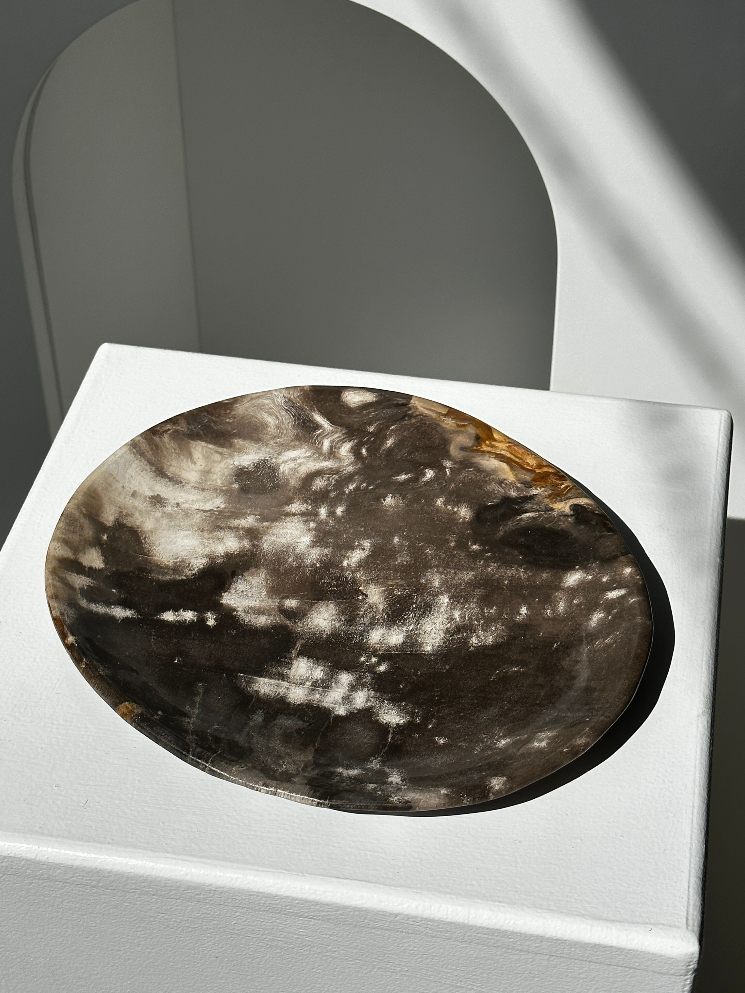 Dish in petrified wood