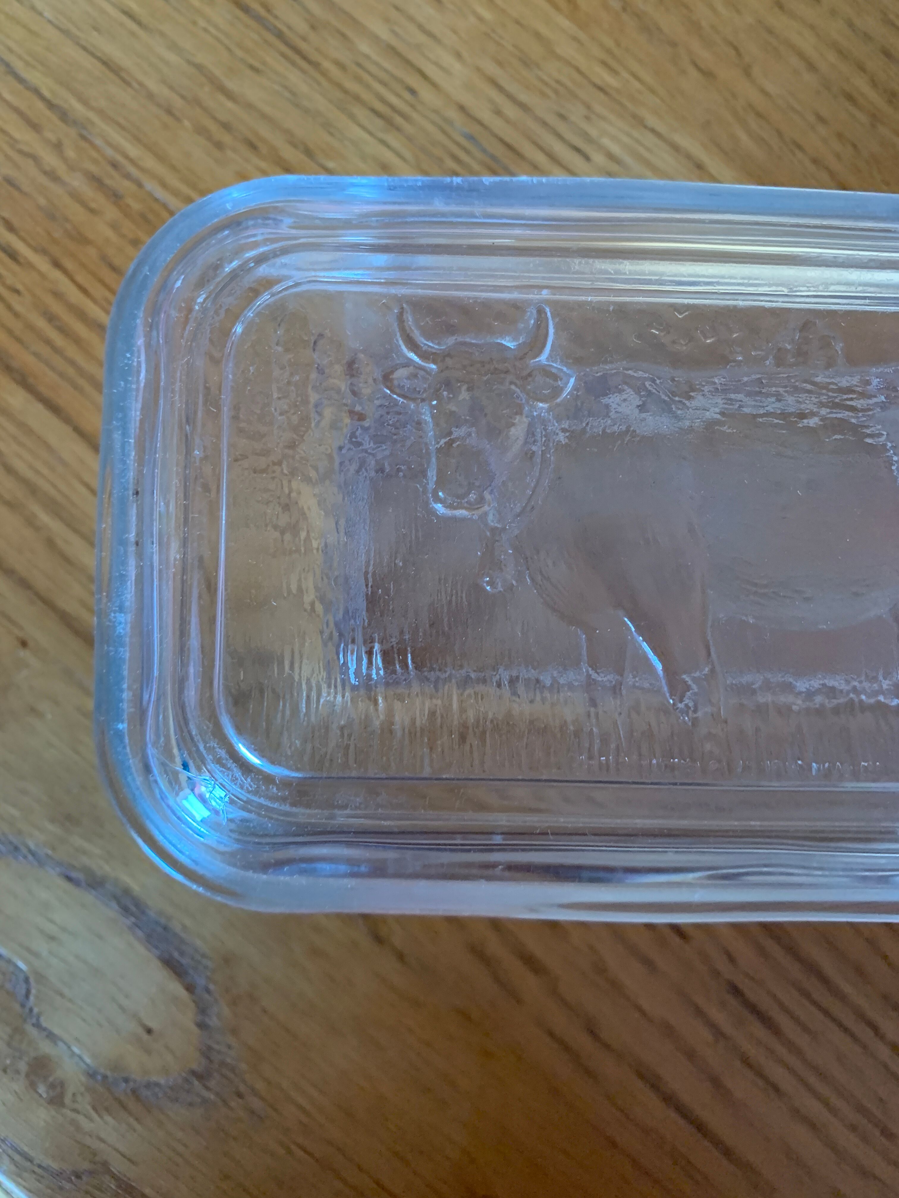 Glass butter dish