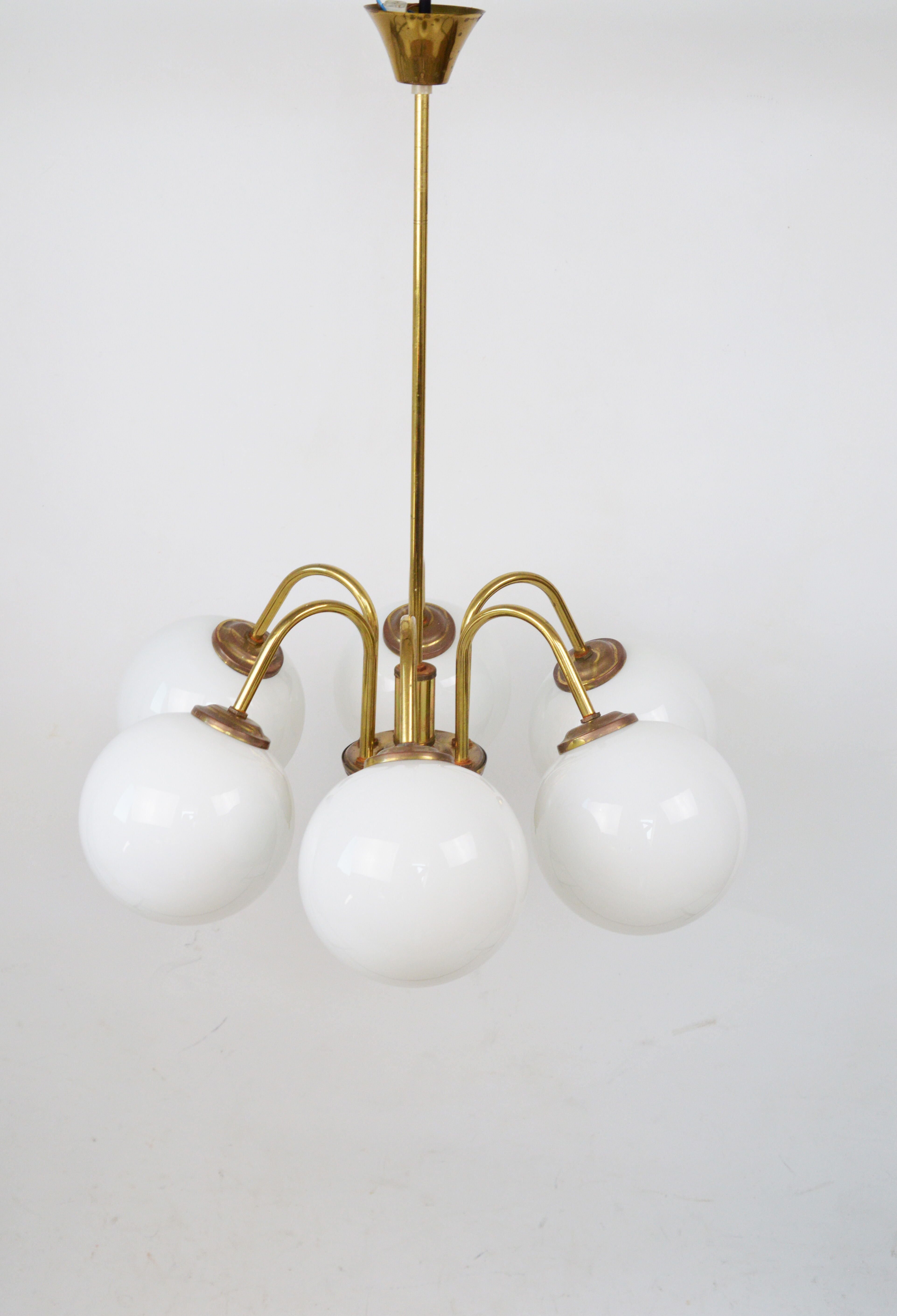 Six-arm chandelier, Poland, 1980s