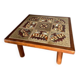 60s coffee table with “tiki” motif Raymond Corroyez