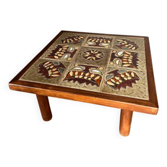 60s coffee table with “tiki” motif Raymond Corroyez