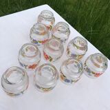 10 vintage glasses with flower patterns