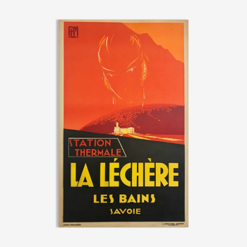 Affiche original La Léchère Les Bains Station Thermale Savoie PLM 192 - Petit Format - On linen