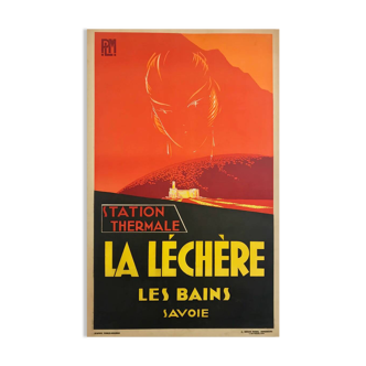 Affiche original La Léchère Les Bains Station Thermale Savoie PLM 192 - Petit Format - On linen