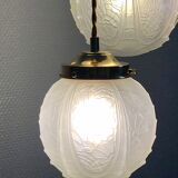 Suspension cascade three lights globes art deco vintage