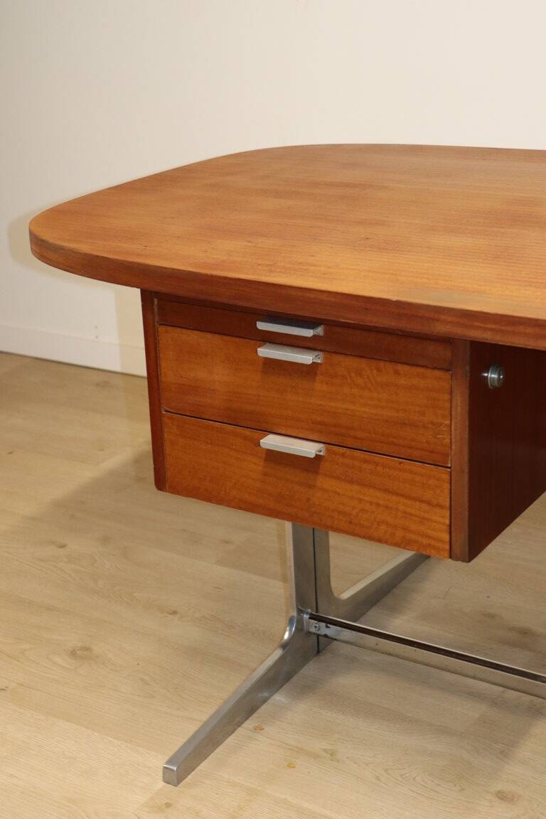 Vintage desk by George Nelson in wood and aluminum, 1960s