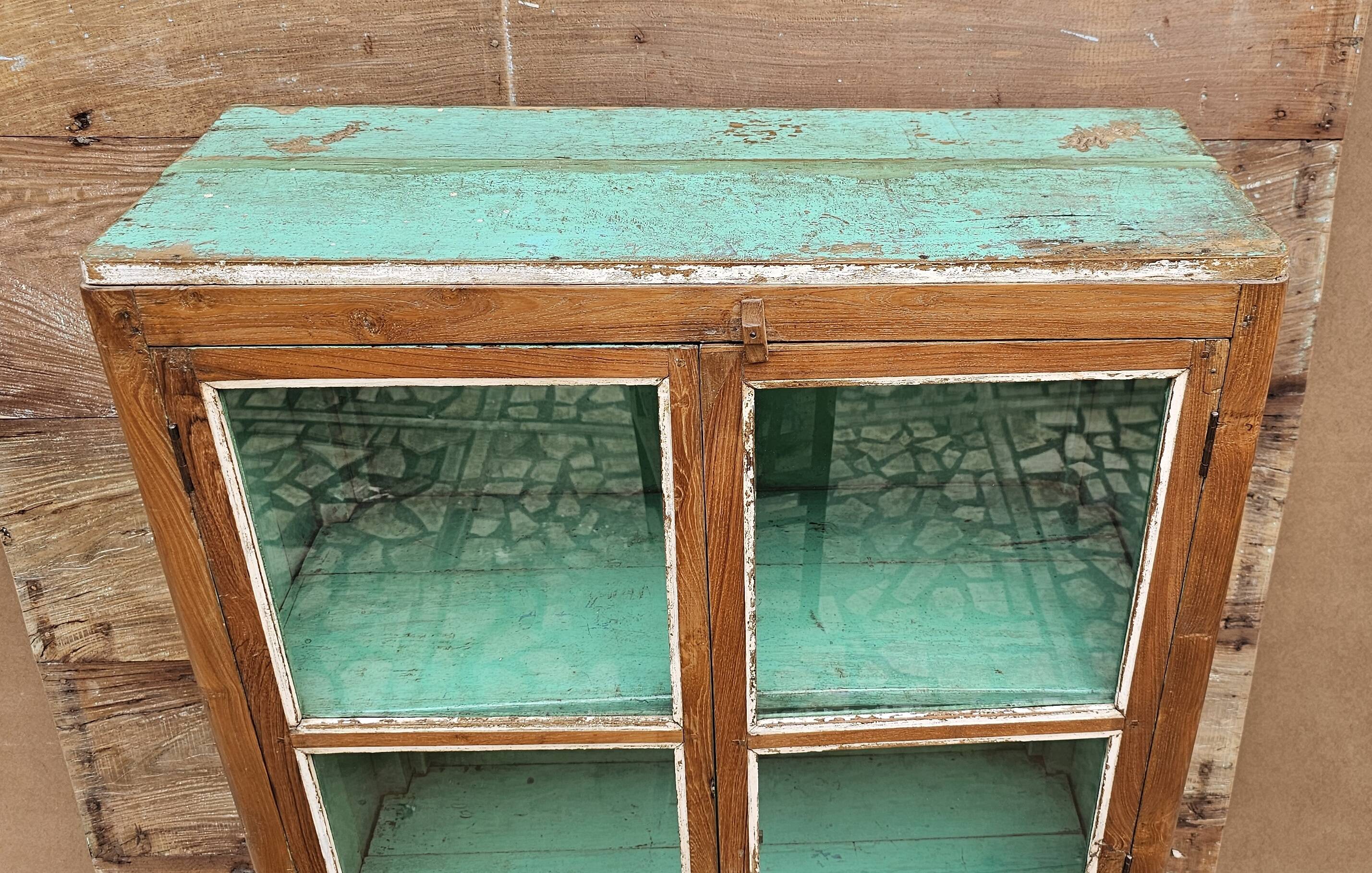 Old Art Deco glazed bookcase in Burmese teak