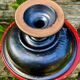 Magnificent ceramic bowl, signed jean marais, black enamel