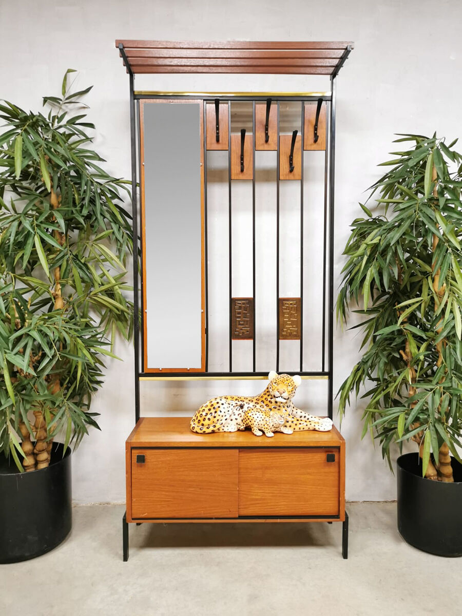 Midcentury vintage design coat & hat rack mirror