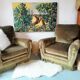 Paire de fauteuils en velours "Jean Roche "