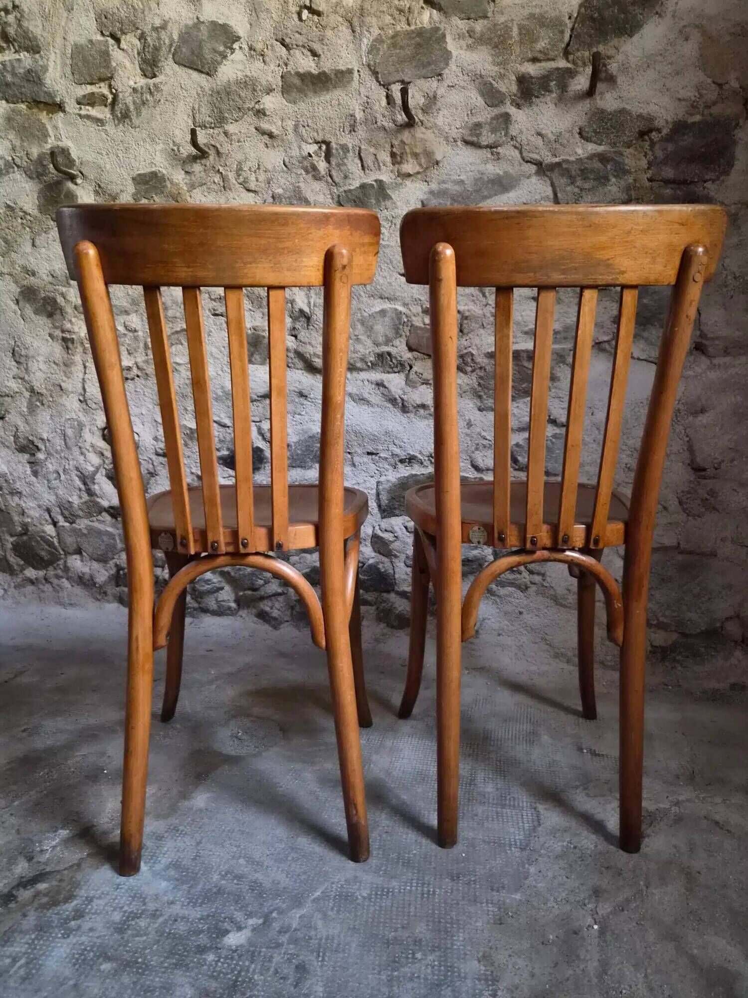 Set of 4 antique French bistro chairs by Mahieu & Guillaume, circa 1930.