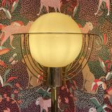 American glass and metal floor lamp 200 cm, 1950s design.