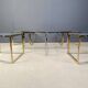 Large coffee table set in brass and glass, 1970s