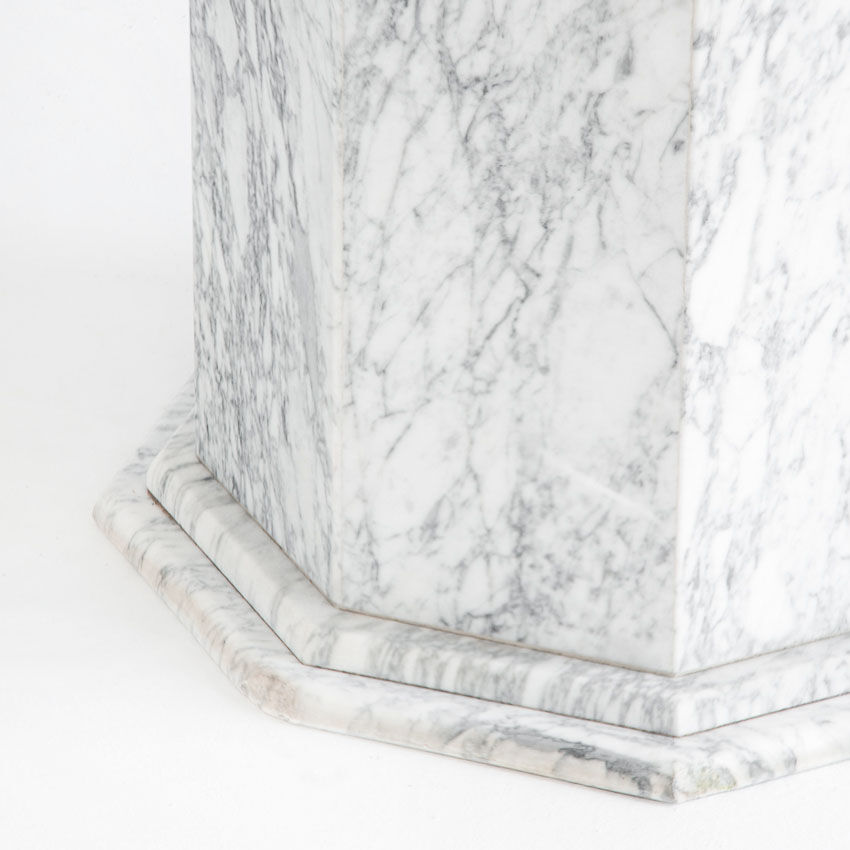 Vintage octagonal table in white marble. France, 70s