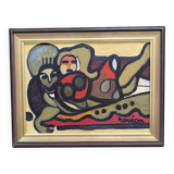 Oil on cardboard by Guy Rougon 1970