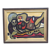 Huile sur carton par Guy Rougon 1970