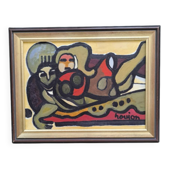 Oil on cardboard by Guy Rougon 1970