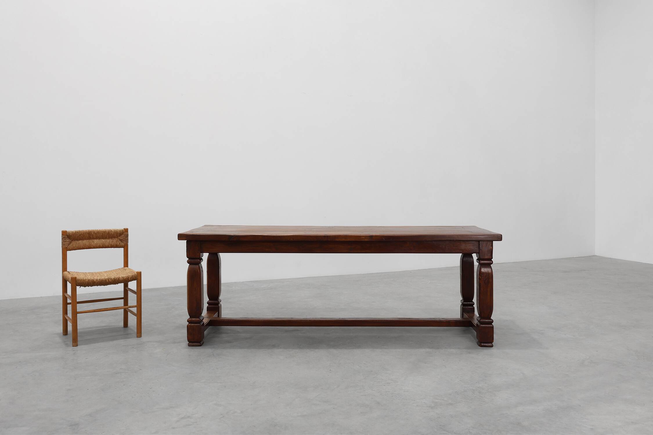 Large French Provincial rustic Oak Table, ca. 1900