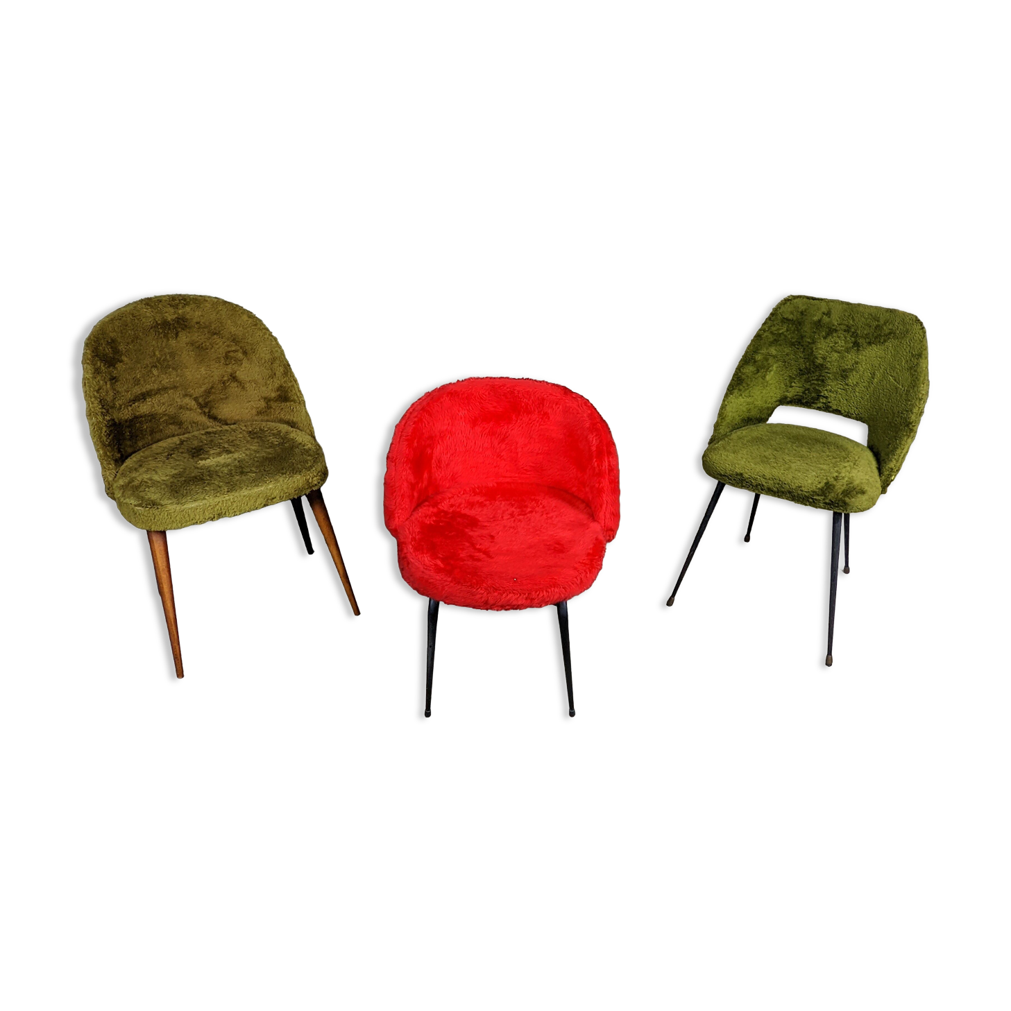 Vintage moumoute chair set