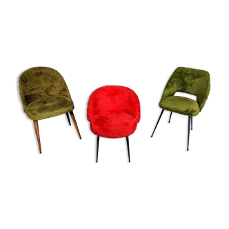 Vintage moumoute chair set