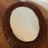 Oval wicker mirror