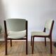 Pair of wooden armchairs and green and ecru fabrics 70s