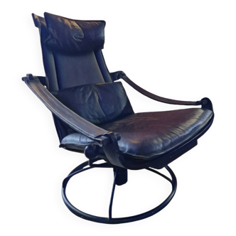 Siesta lounge cuir 1970 ake fribytter par nelo mobler suède