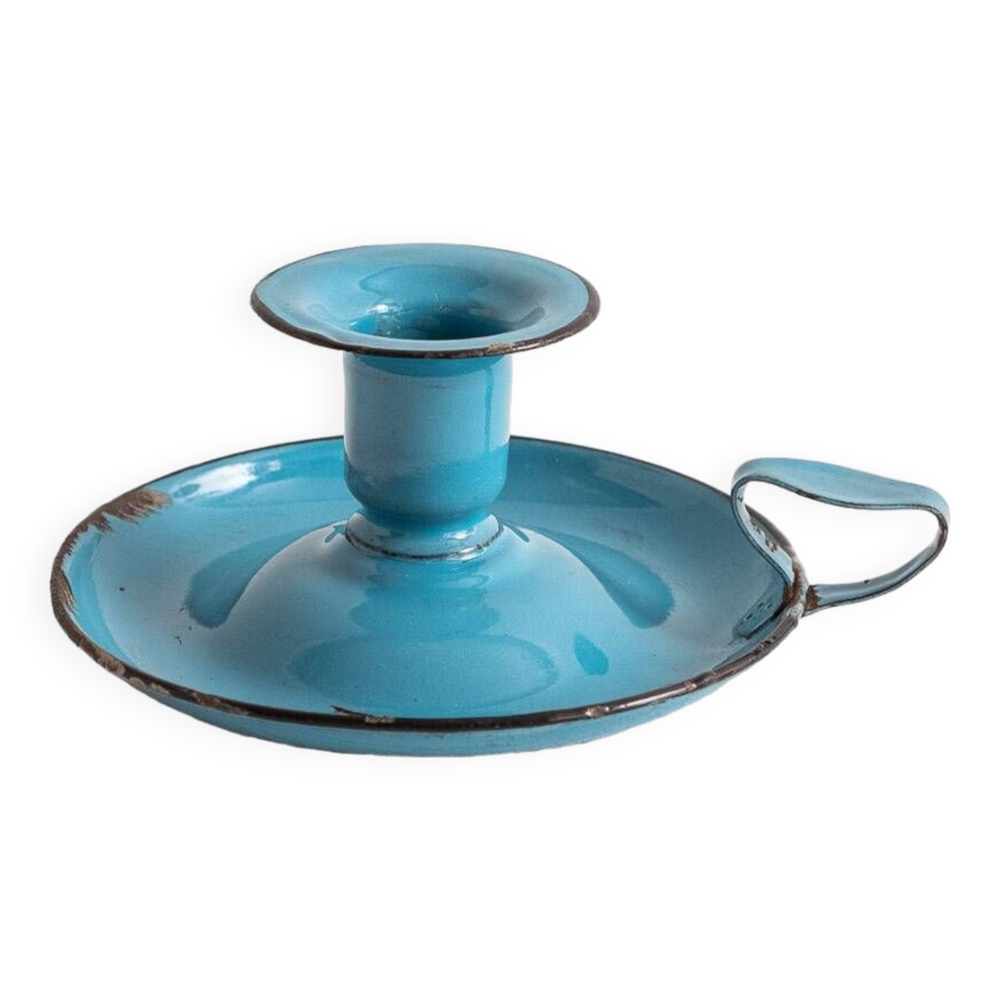 blue metal candle holder