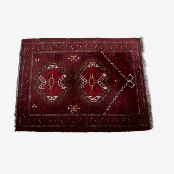 Afghan fringed wool vintage rug 103x79cm