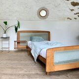 Roger Landault vintage bed in caning