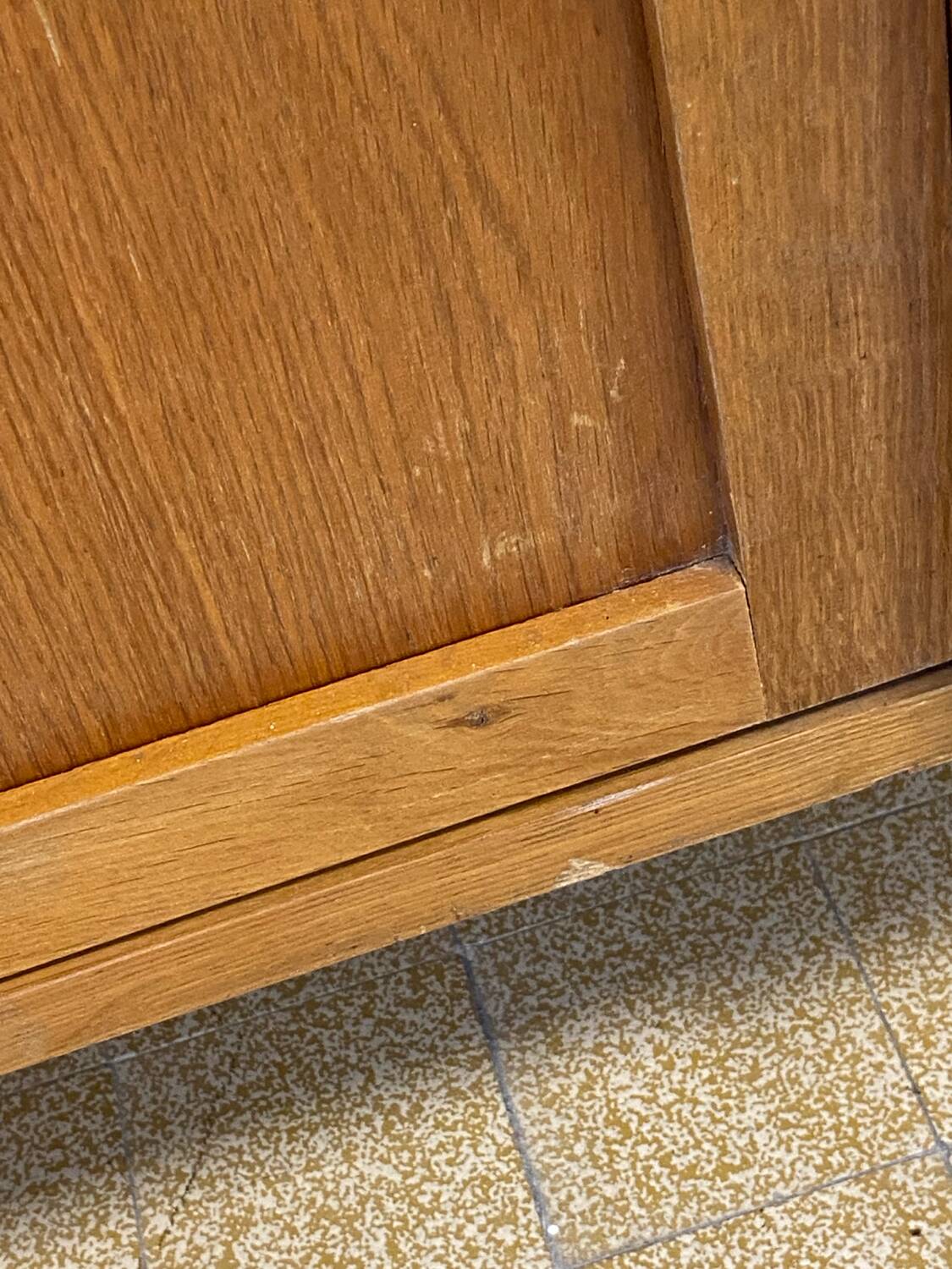 Wood and rattan chest of drawers and wardrobe