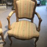 Paire de fauteuils anciens décor rocaille Louis XV Bois Massif Tissu