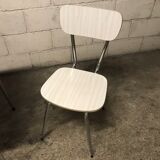 Gray strillee white formica table with 2 chairs 60s