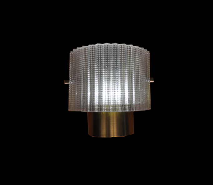 Scandinavian wall lamp, glass and brass, Carl Fagerlund, Sweden, 1965
