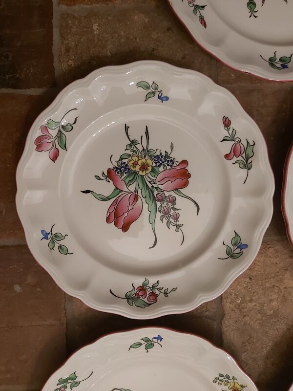 Faience Lunéville,  assiettes plates, Ket G, Reverbere