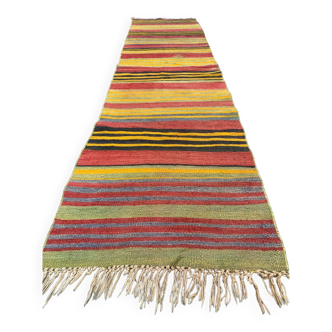 Ancien chemin de Kilim étroit turc 251x61 cm shabby chic, kelim vintage