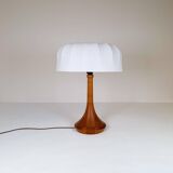 Mid-century table lamp in solid teak by Lisbeth Brams, Denmark, 1960s.
