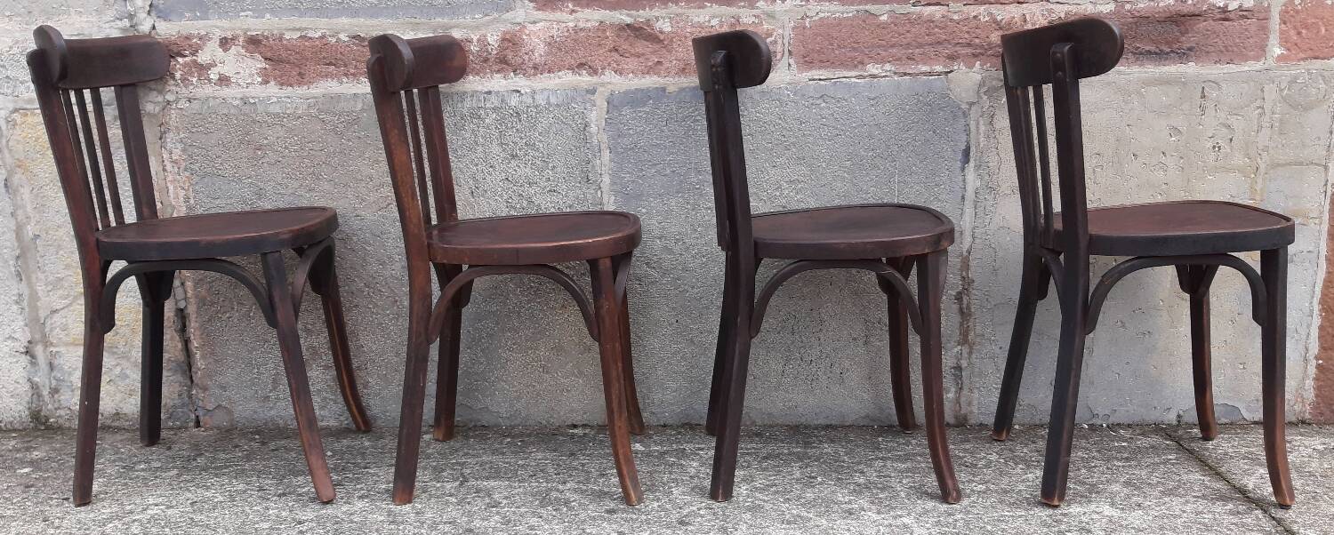 Chaises bistrot Baumann, années 50. (Lot de 4)