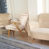 Set of 2 chairs 50s cocktail Wing chair Zig Zag Vintage restored