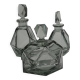 3 smoked art deco bottles